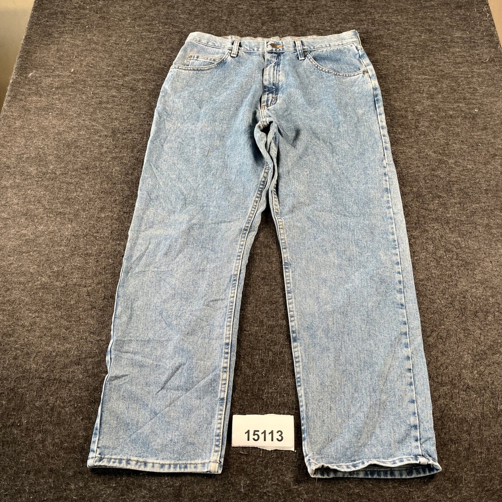 Wrangler Jeans Mens 36x30 Blue Denim Cotton Relaxed Fit Medium Wash Straight Leg